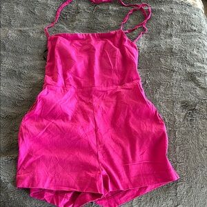 Hot Pink Strappy Romper